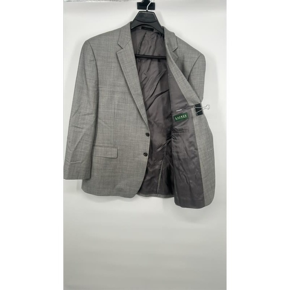 Lauren Ralph Lauren Mens 48R Grey 100% Wool Sharkskin Blazer Sport Coat Jacket